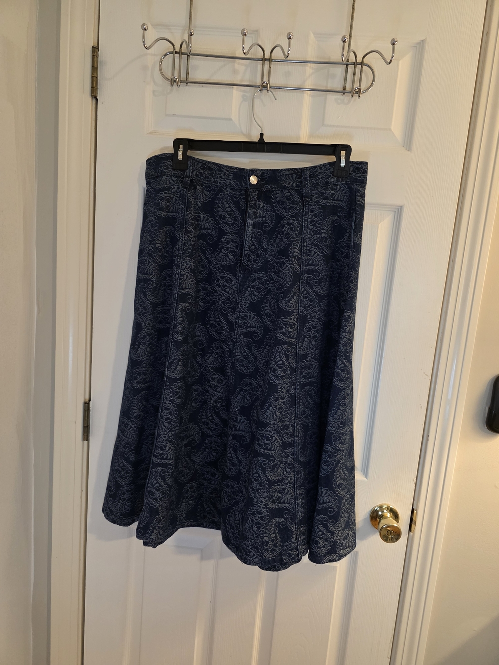 A-Line Navy Paisley Skirt